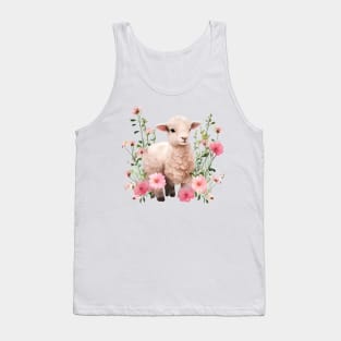 Baby lamb with flowers Tank Top